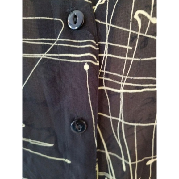 KRAZY LARRY Semi sheer blouse with paint drips,  ruffle cuffs Small - Picture 5 of 8